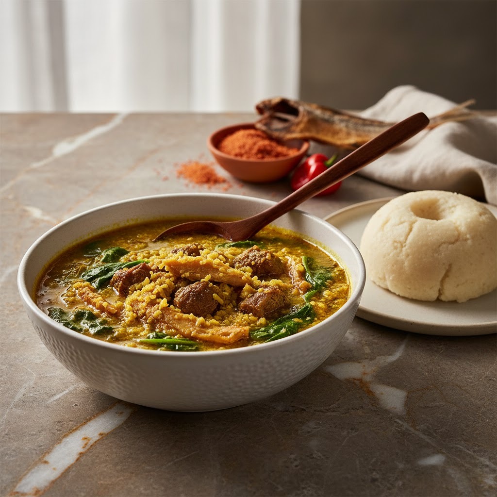 Egusi Soup with Pounded Yam